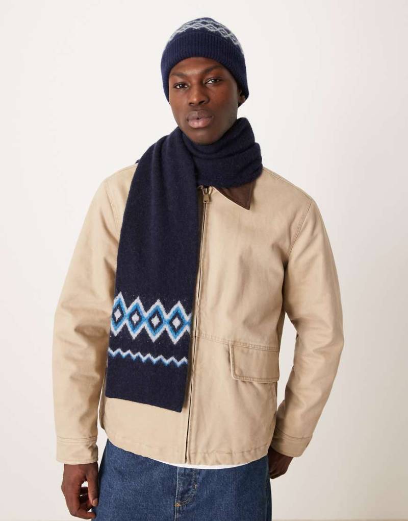 ARKET - Mix and Match - Strickmütze aus Wolle in Marineblau mit Norwegermuster von Arket