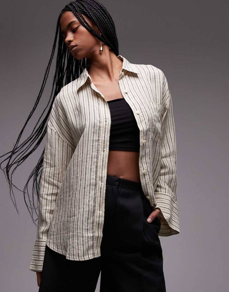 ARKET - Oversize-Hemdbluse aus Leinen in Beige-Neutral von Arket