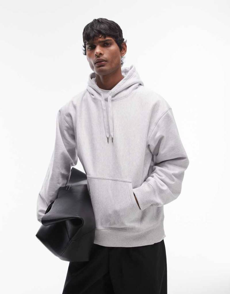 ARKET - Oversize-Kapuzenpullover aus schwerem Material in hellgrau meliert von Arket