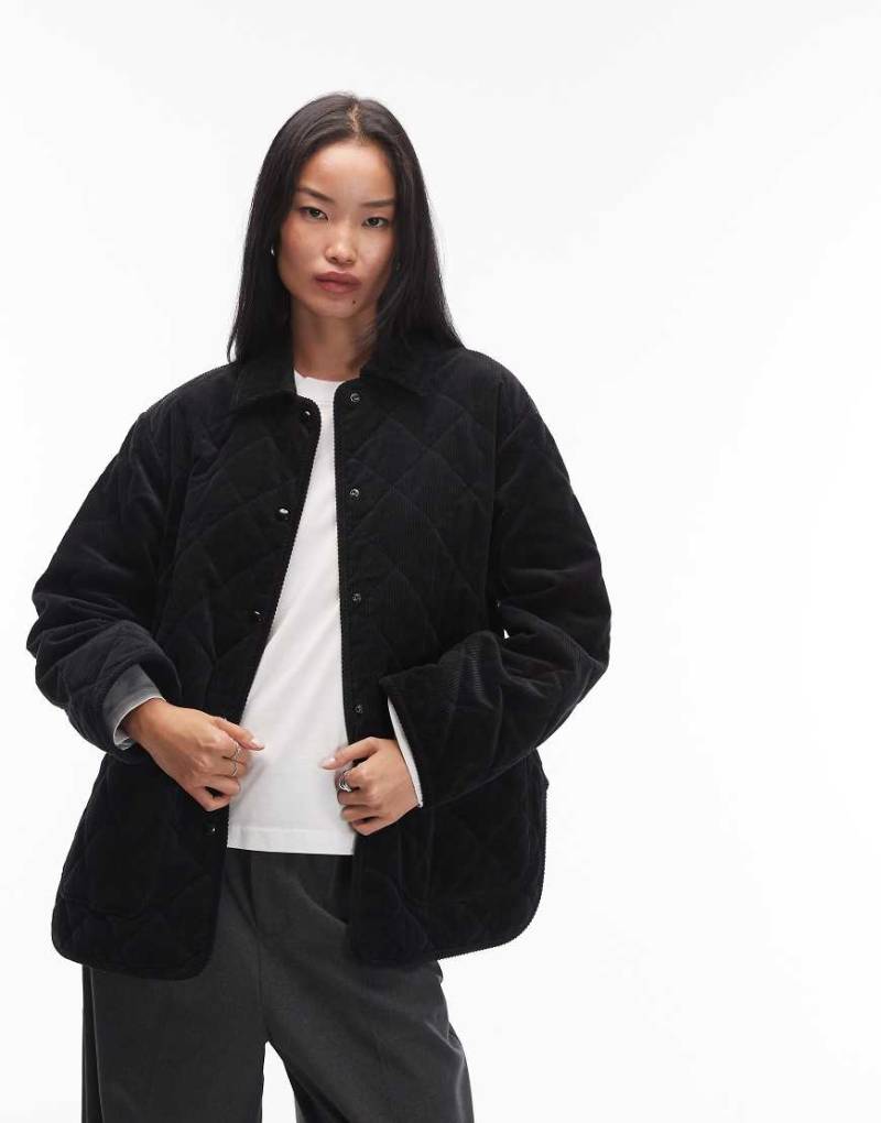 ARKET - Oversize-Steppjacke in Schwarz aus Cord mit Kontrastkragen von Arket