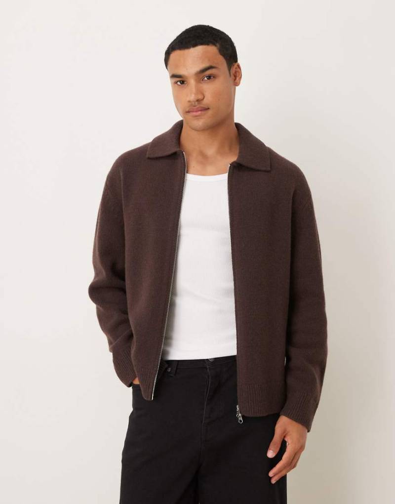 ARKET - Oversize-Strickjacke in Braun mit Reißverschluss-Brown von Arket