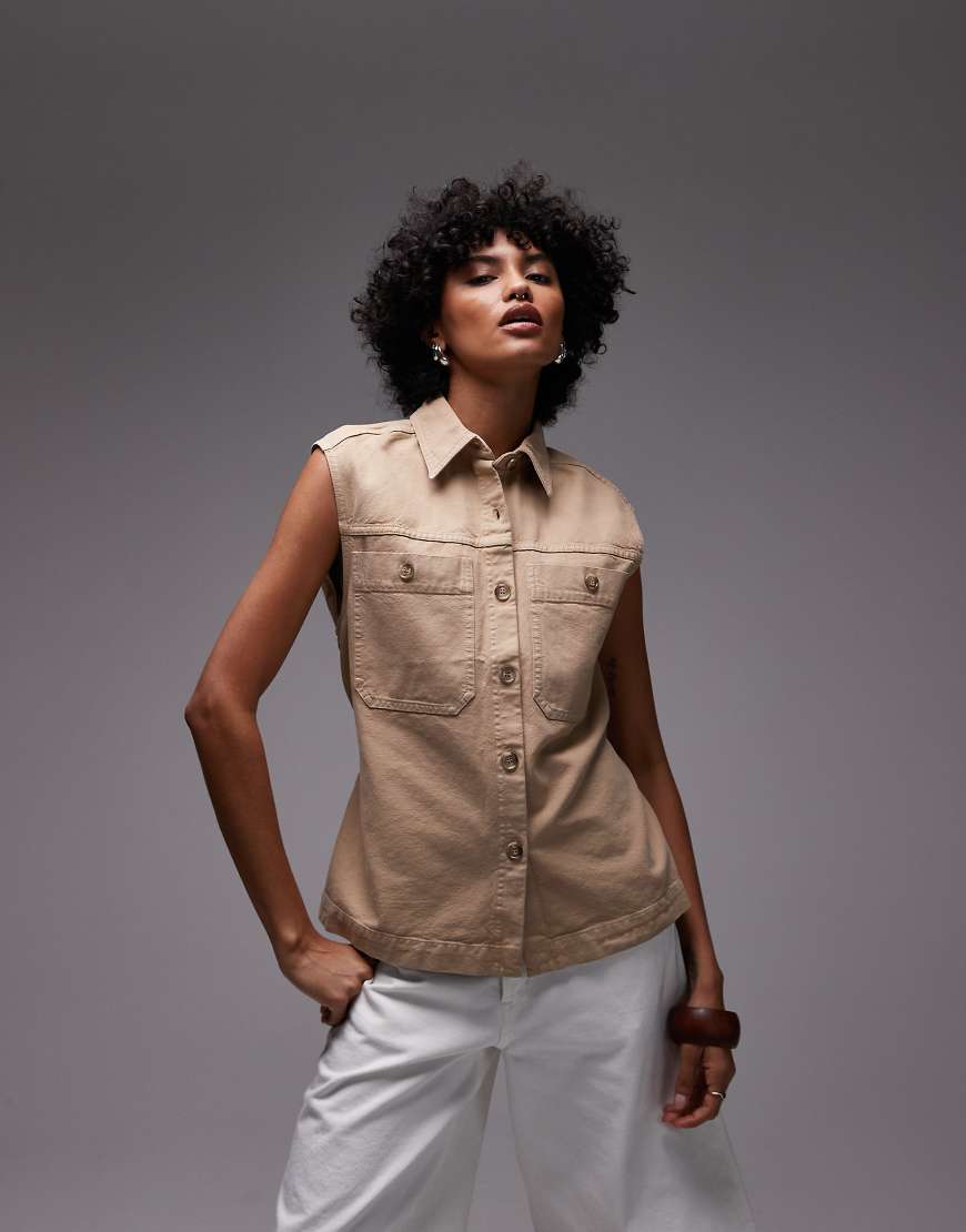 ARKET - Oversize-Weste im Workwear-Stil aus reiner Baumwolle in Beige mit Gürteldetail-Neutral von Arket