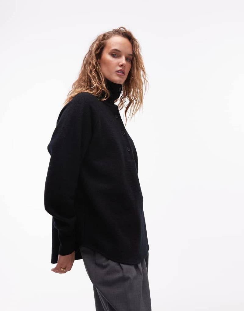 ARKET - Pullover aus gekochter Wolle in Marineblau mit Polokragen von Arket