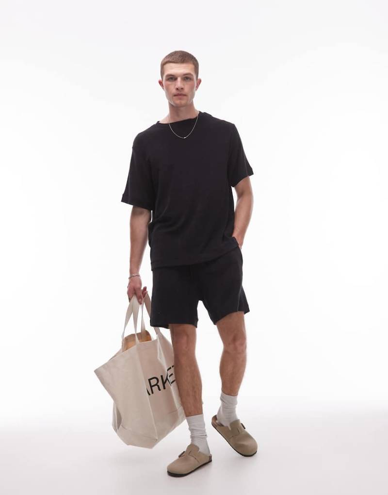 ARKET - Schlupf-Shorts in Schwarz aus weichem Frottee, Kombiteil von Arket
