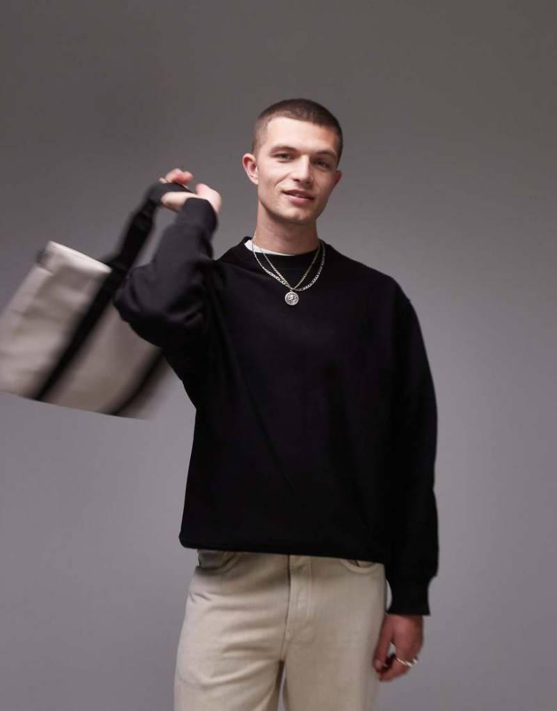 ARKET - Schweres Sweatshirt in Schwarz mit seitlichen Einsätzen und lockerem Schnitt von Arket