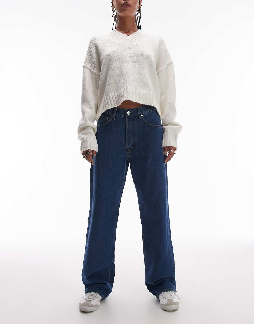 ARKET - Shore - Boyfriend Fit Jeans in dunkelblauer Waschung mit niedriger Taille von Arket