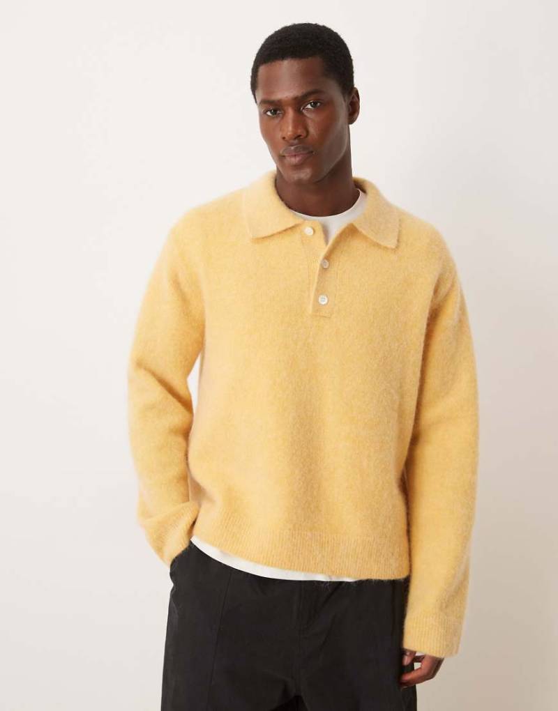 ARKET - Strick-Polohemd aus Alpaka-Wollmix in Gelb-Schwarz von Arket