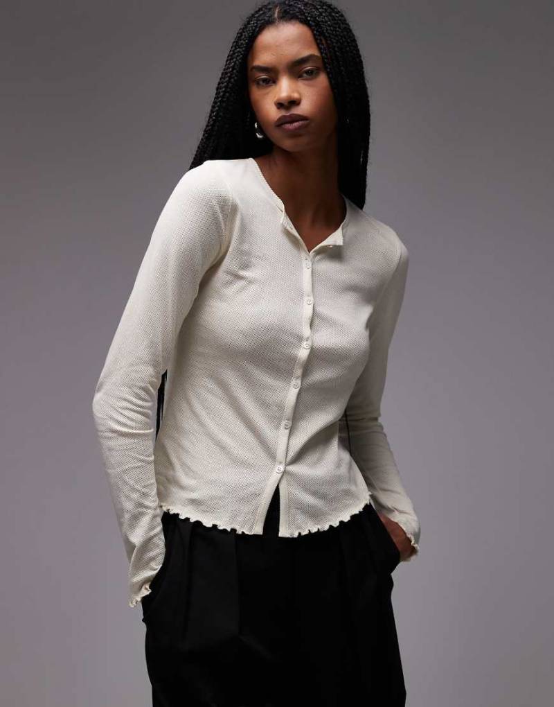 ARKET - Strickjacke aus Netzstoff in Beige mit schmalem Schnitt-Grau von Arket