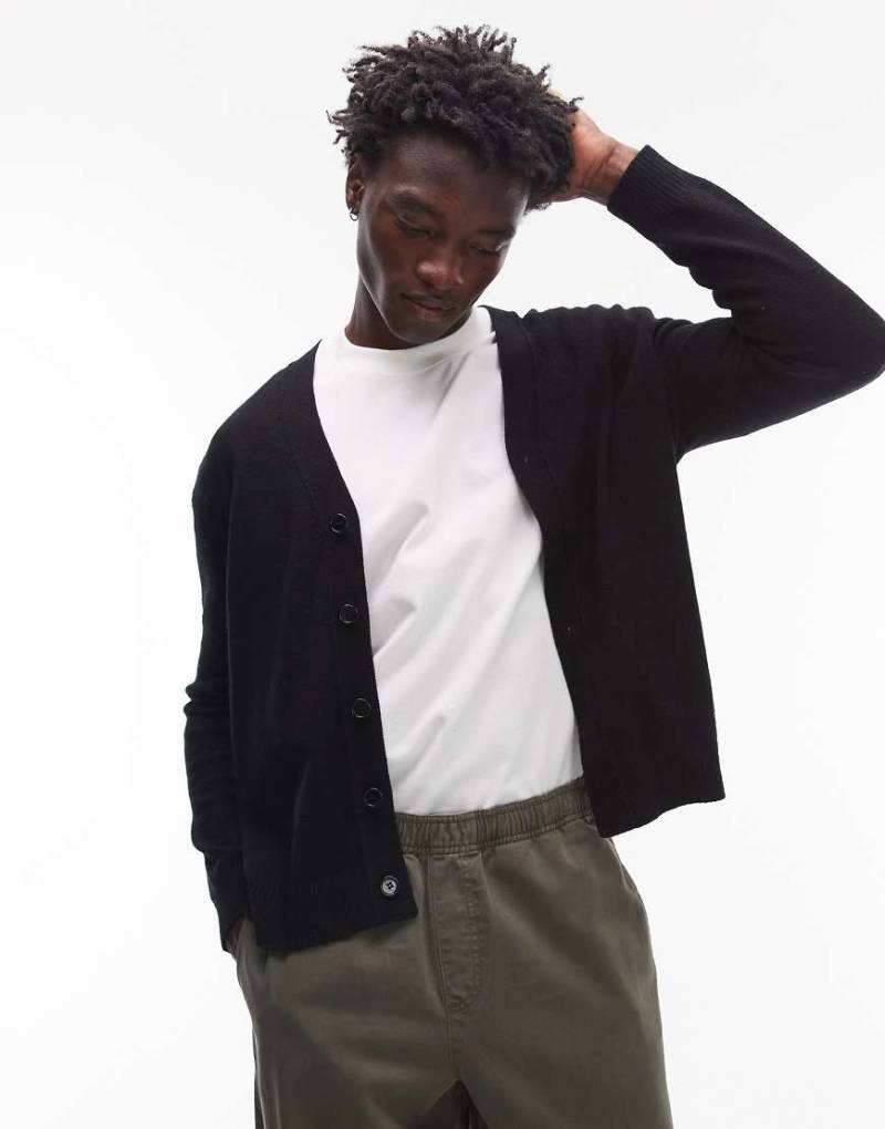 ARKET - Strickjacke aus strukturiertem Wollmix in Schwarz von Arket