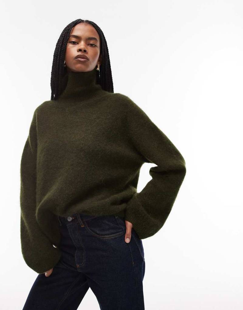 ARKET - Strickpullover aus Alpaka und Wolle in Grün mit Rollkragen von Arket