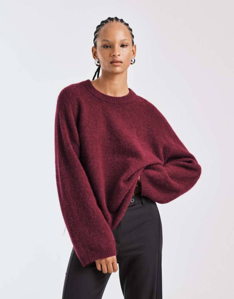 ARKET - Superweicher Relaxed Fit Pullover aus Alpakawolle und Wolle in Burgunderrot von Arket