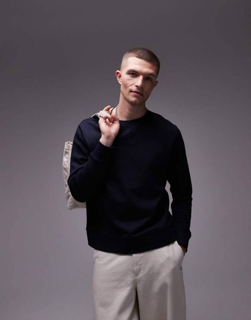 ARKET - Sweatshirt aus Terry-Jersey in Marineblau mit Vintage-Look von Arket