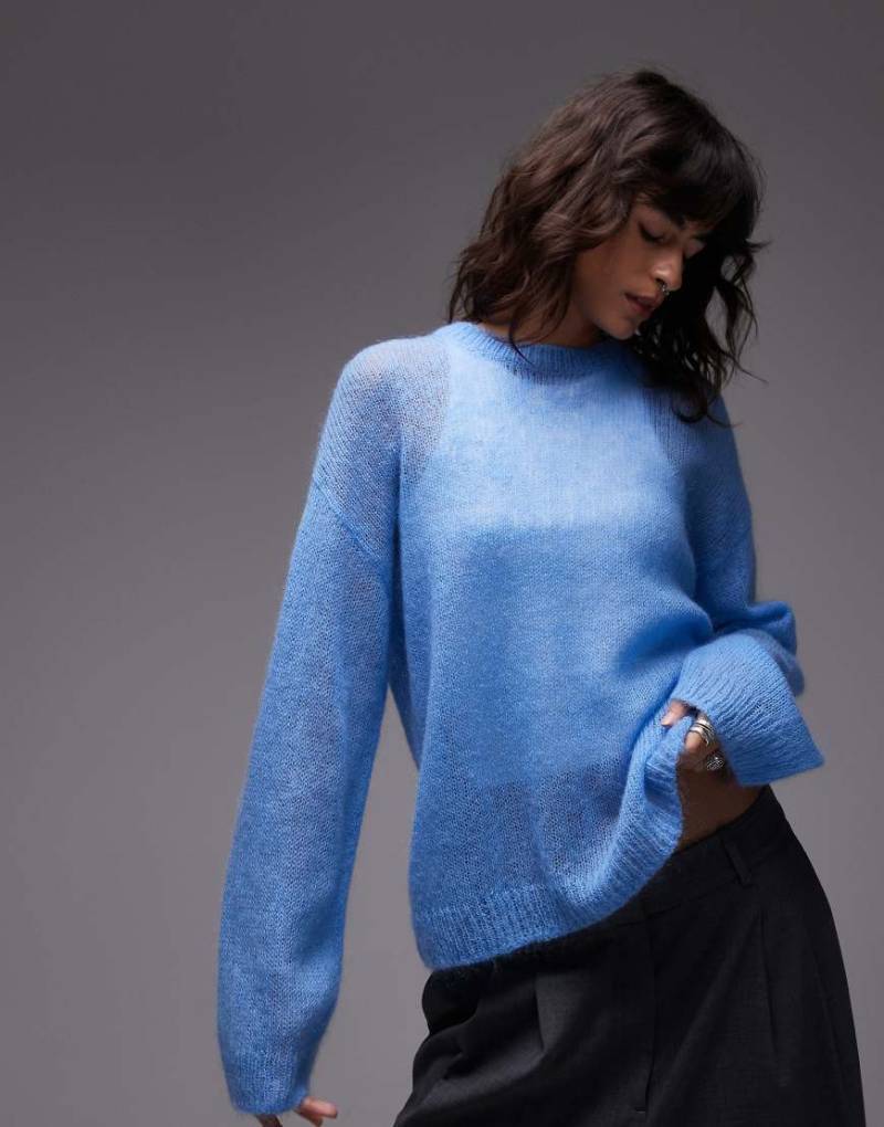 ARKET - Transparenter Strickpullover in Weiß aus Mohair-Wollmix-Blau von Arket