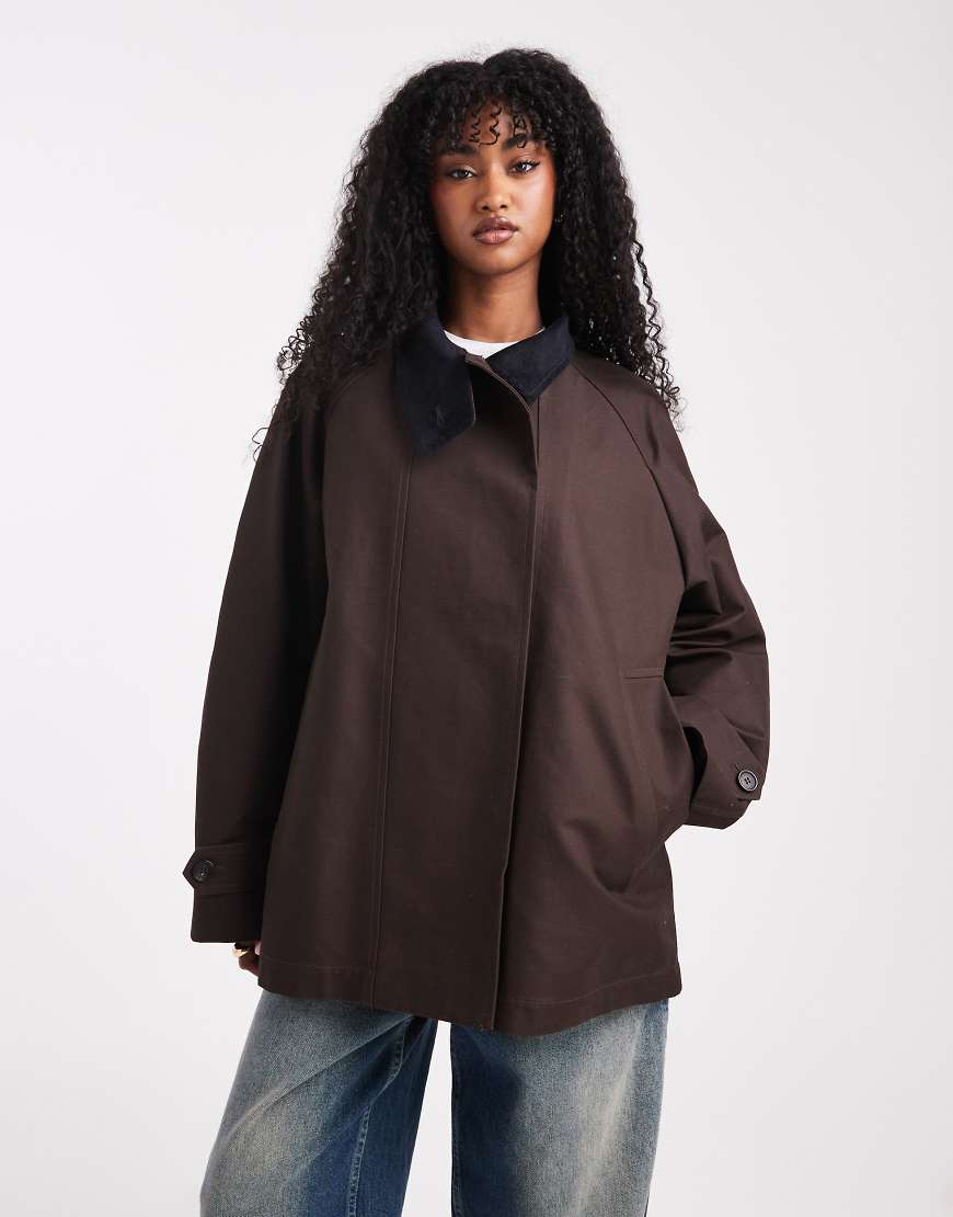 ARKET - Trenchcoat aus gewachster Baumwolle in Dunkelbraun-Brown von Arket