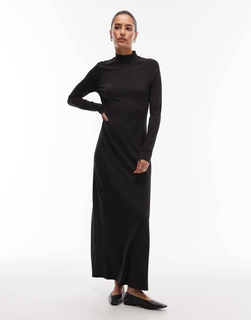 ARKET - Weiches, langärmliges Maxikleid in Schwarz von Arket
