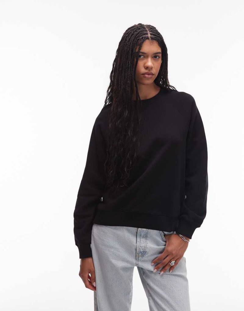 ARKET - Weiches Terry-Sweatshirt in Schwarz mit Rundhalsausschnitt von Arket
