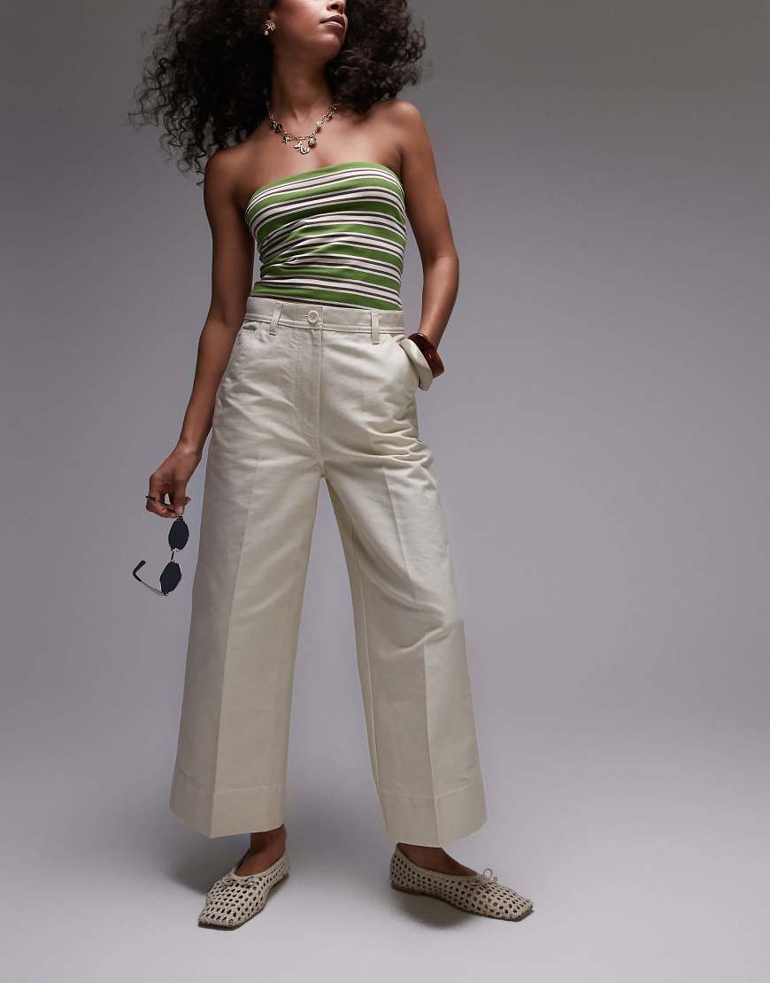 ARKET - Weit geschnittene, knöchellange Hose aus strukturierter Baumwolle in Hellbeige-Neutral von Arket
