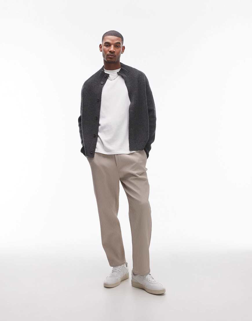 ARKET - Woll-Strickjacke in Schwarz mit Stehkragen von Arket