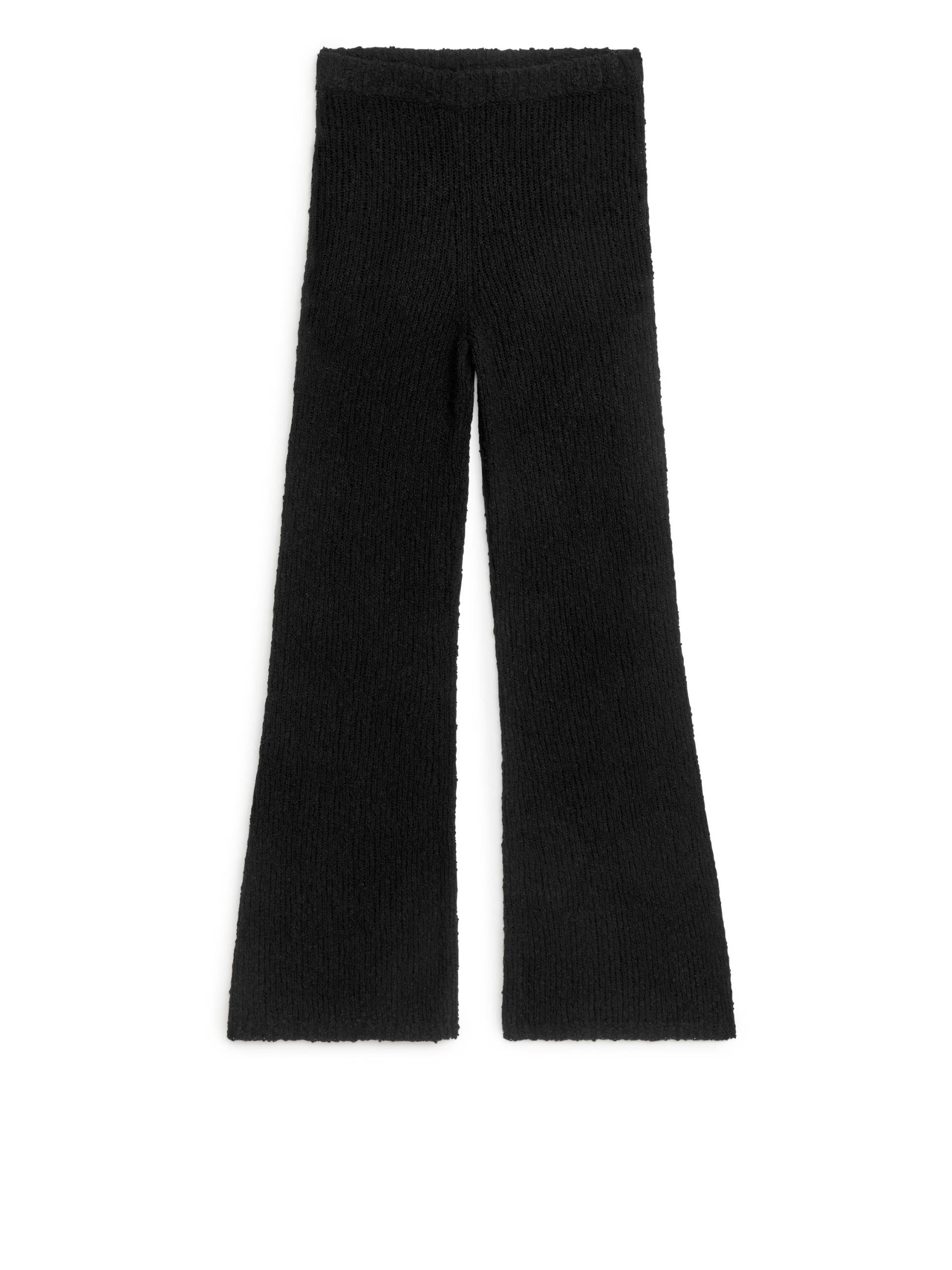 Arket Bouclé-Strickhose Schwarz, Chinohosen in Größe L. Farbe: Black von Arket