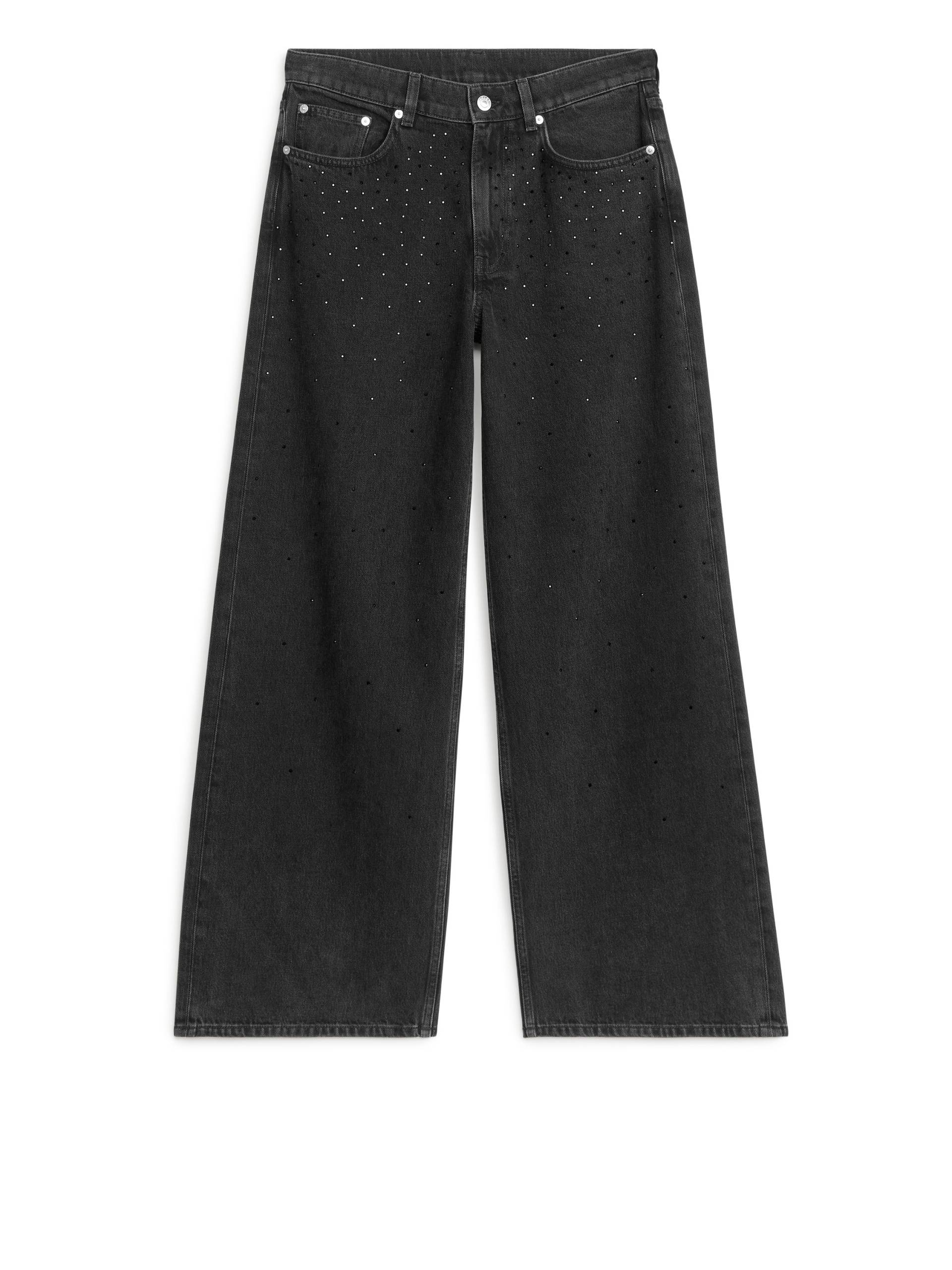 Arket CLOUD Loose Jeans mit Strass Schwarz, Baggy in Größe W 26. Farbe: Black von Arket