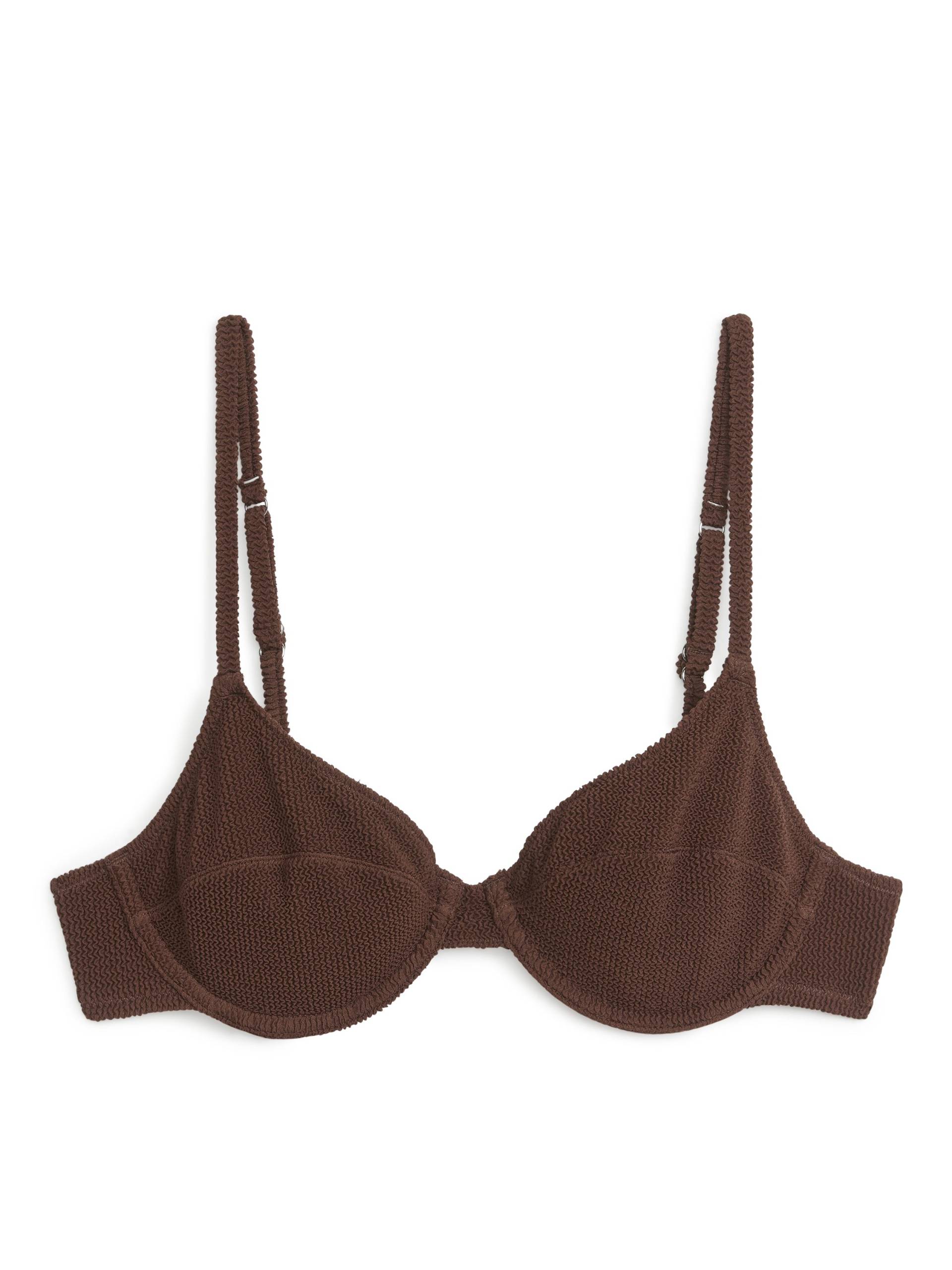 Arket Crinkle-Bikini-Oberteil mit Bügeln Braun in Größe 75A. Farbe: Brown von Arket
