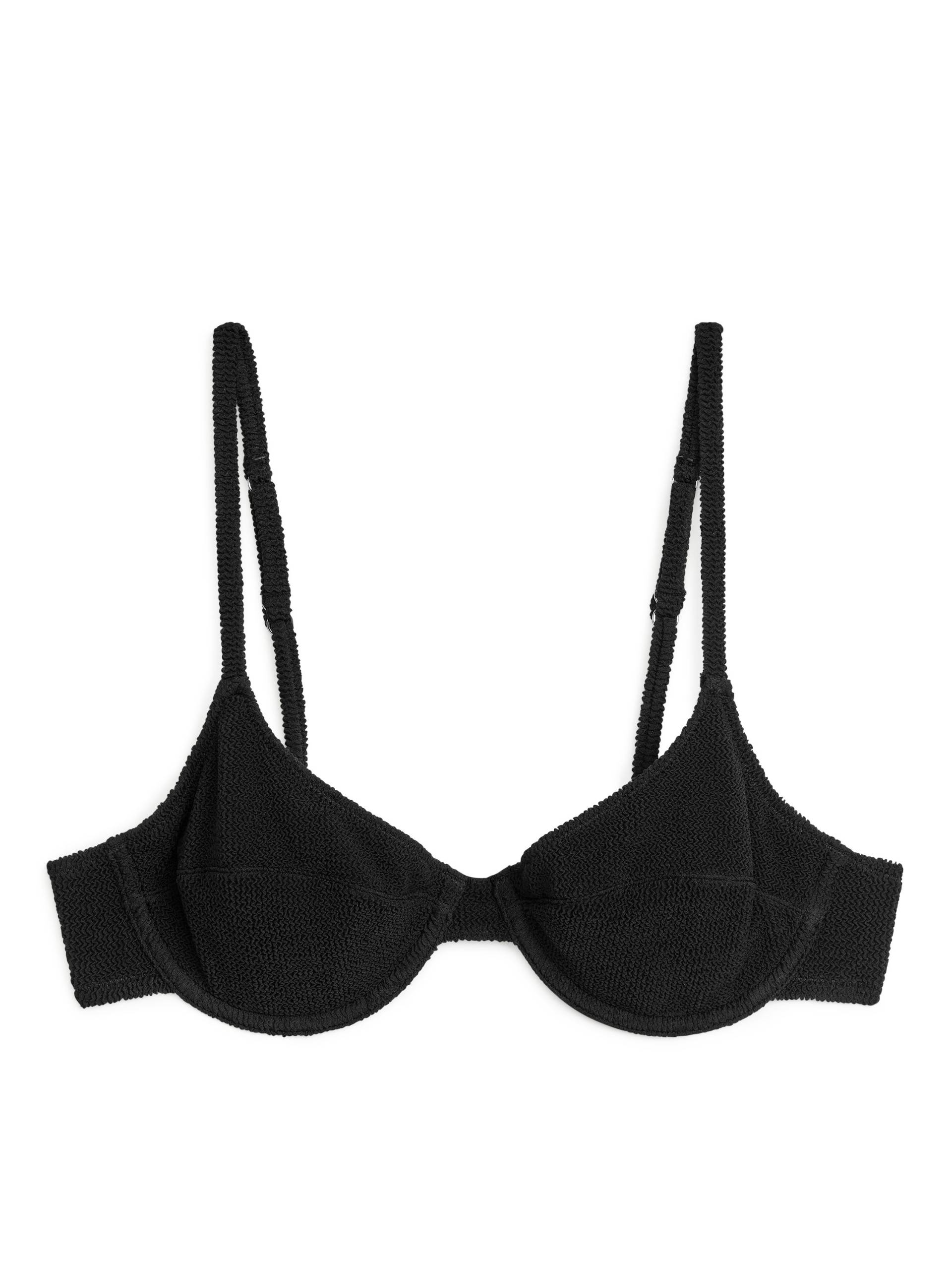 Arket Crinkle-Bikini-Oberteil mit Bügeln Schwarz in Größe 75A. Farbe: Black von Arket