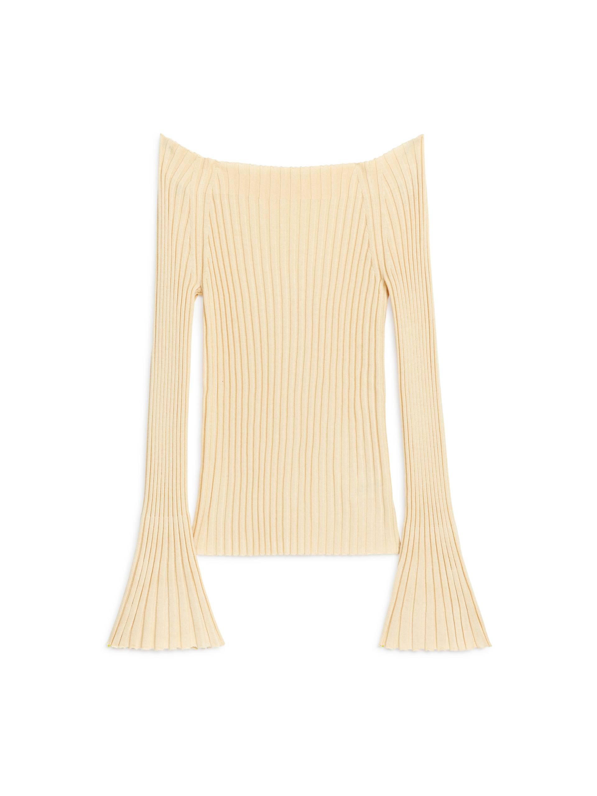 Arket Gerippter Off-Shoulder-Pullover Beige in Größe XS von Arket