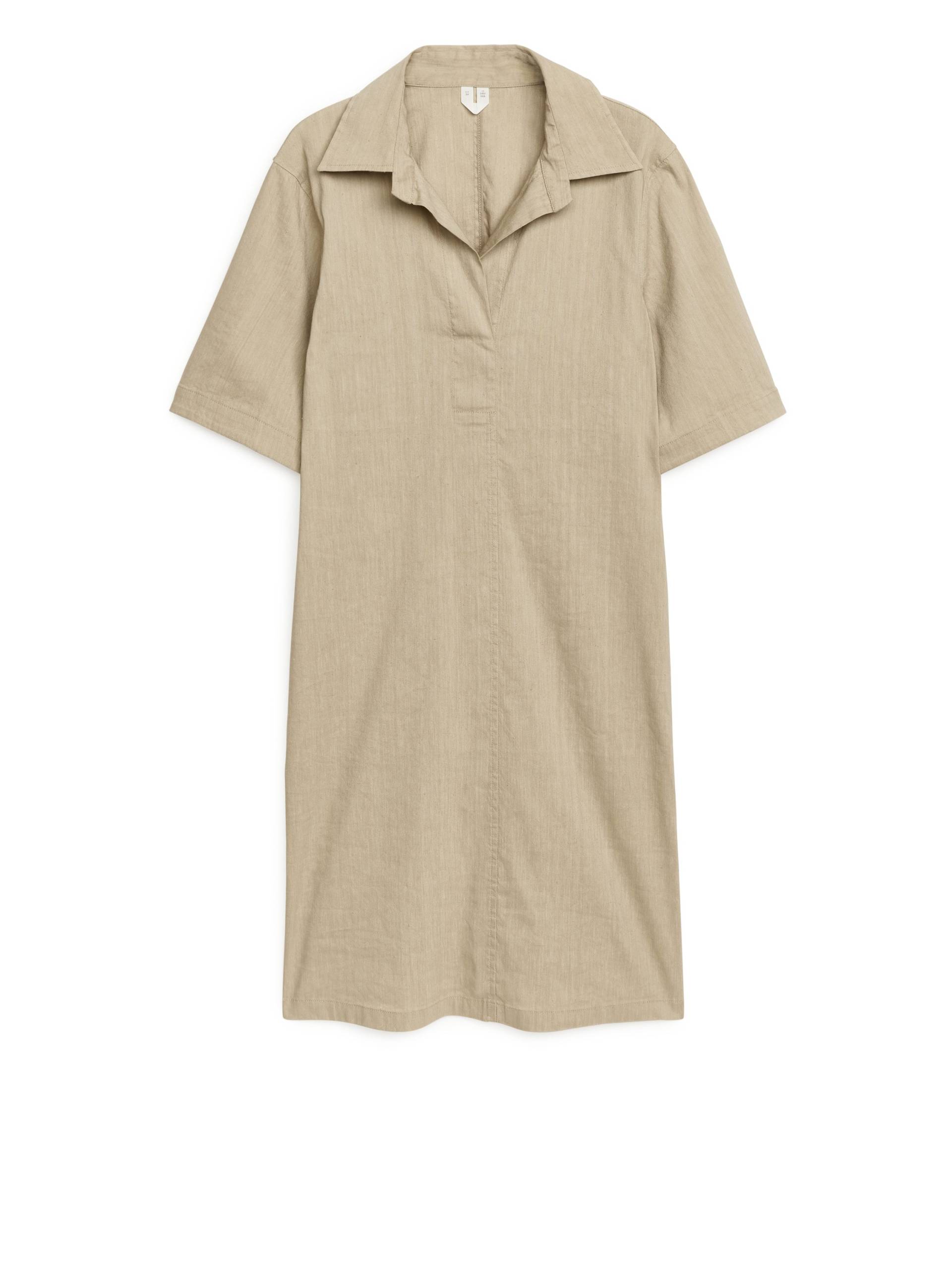 Arket Kleid mit Resort-Kragen, aus Leinenmix Beige, Alltagskleider in Größe 44 von Arket