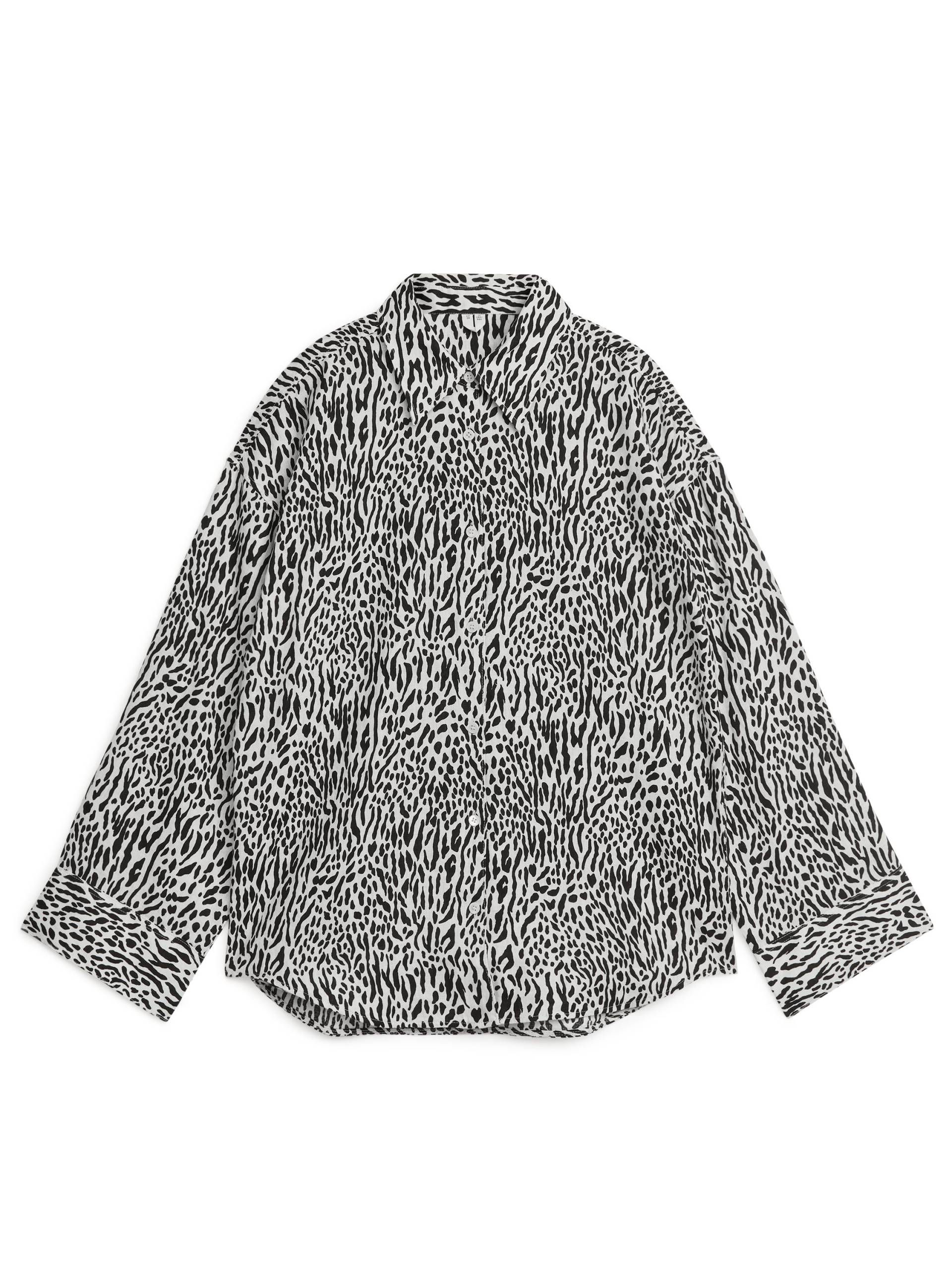 Arket Leinenhemd Cremeweiß/Schwarz, Freizeithemden in Größe 38. Farbe: Off white/black 004 von Arket