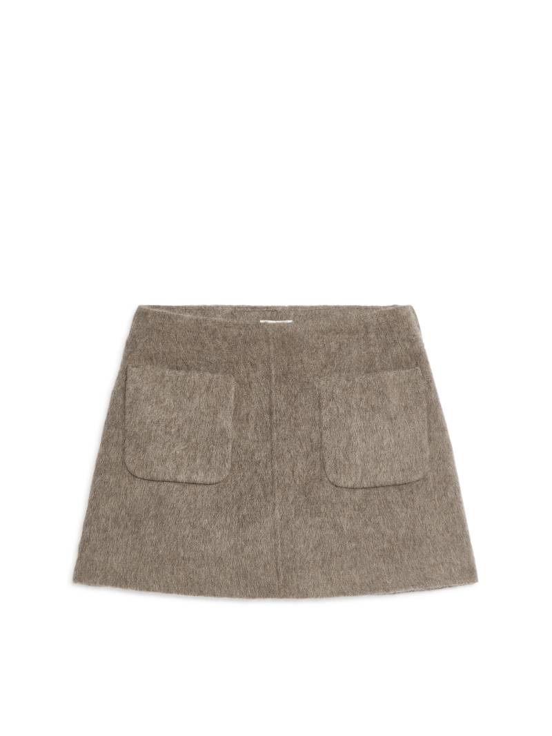 Arket Minirock aus Wolle Taupe, Röcke in Größe 38. Farbe: Mole von Arket
