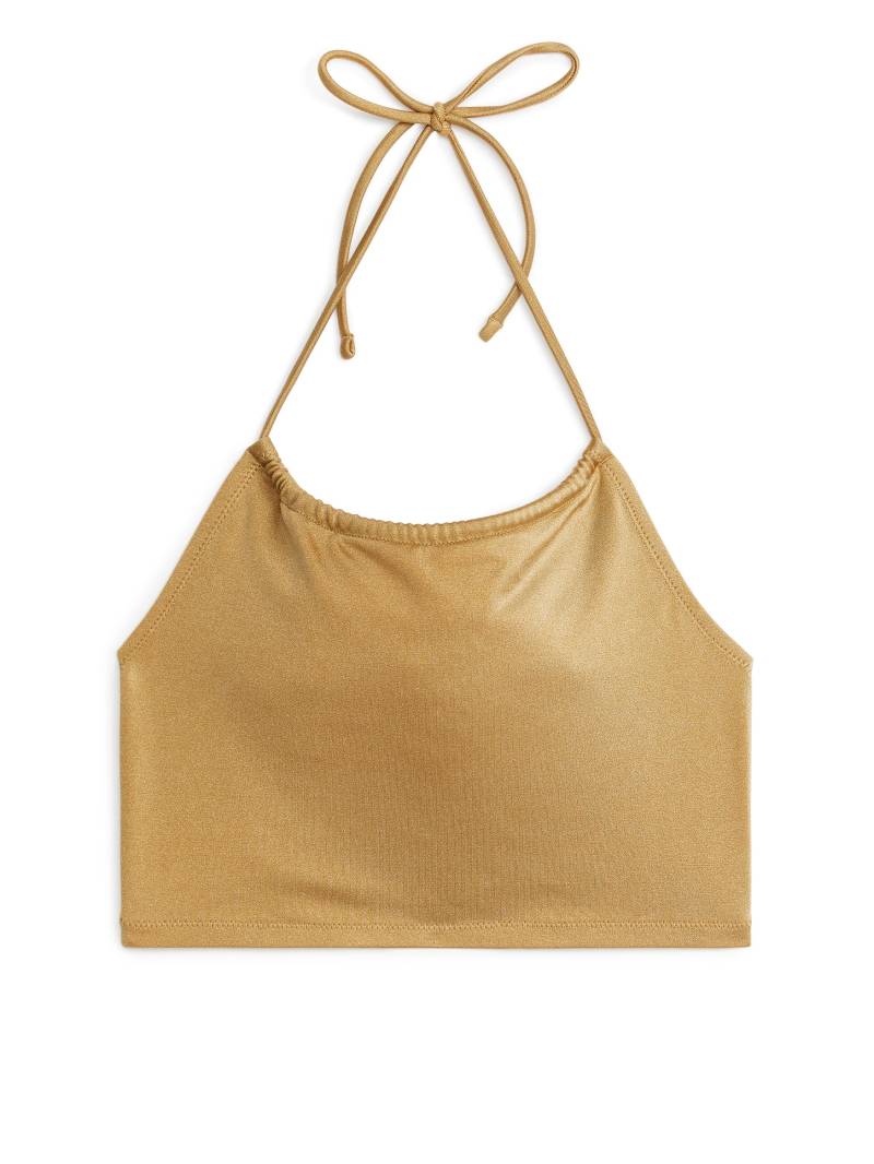 Arket Neckholder-Bikini-Top Gold, Bikini-Oberteil in Größe 38 von Arket
