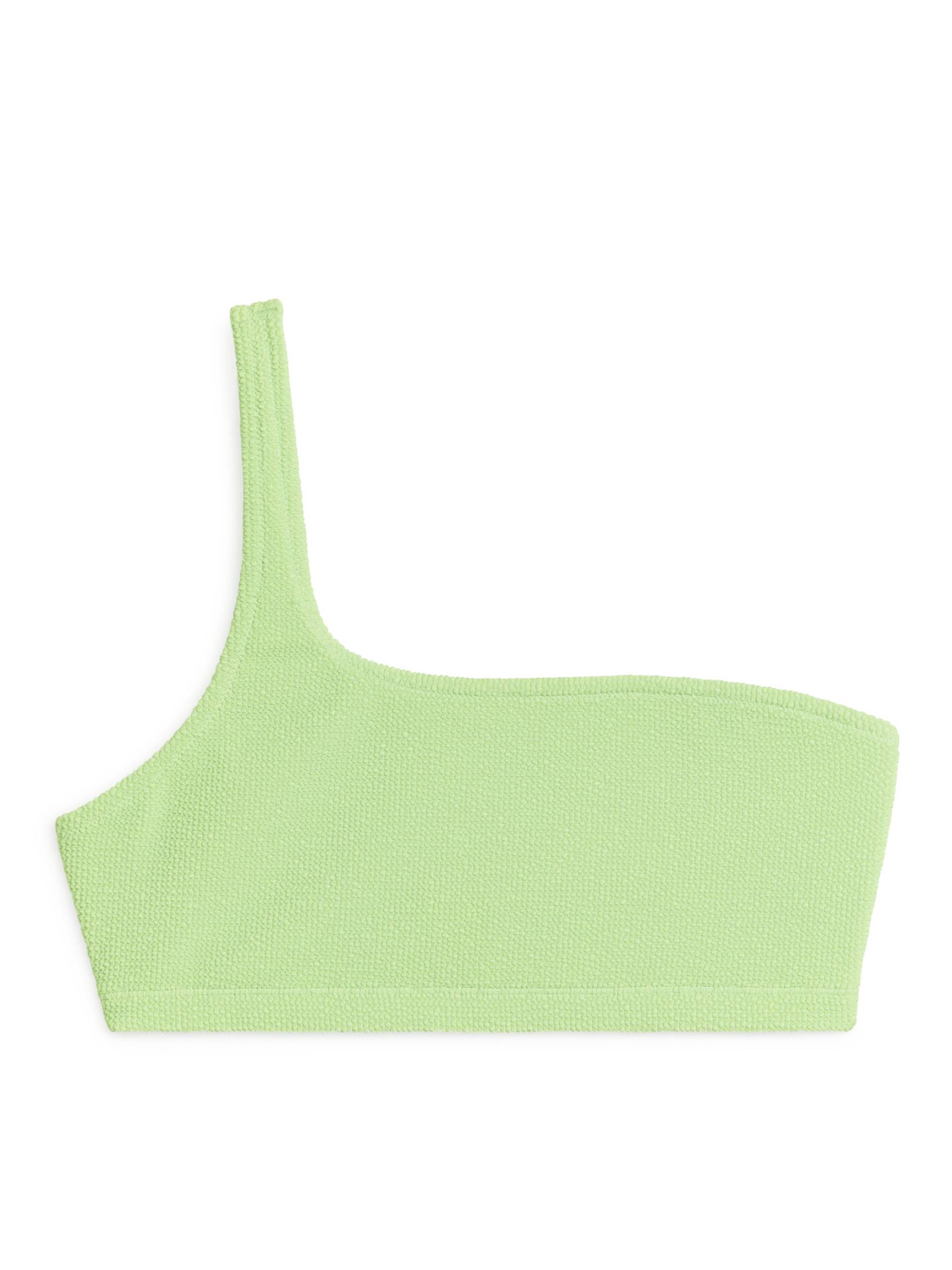 Arket One-Shoulder-Bikinitop in Crinkle-Optik Hellgrün, Bikini-Oberteil Größe 34. Farbe: Light green von Arket