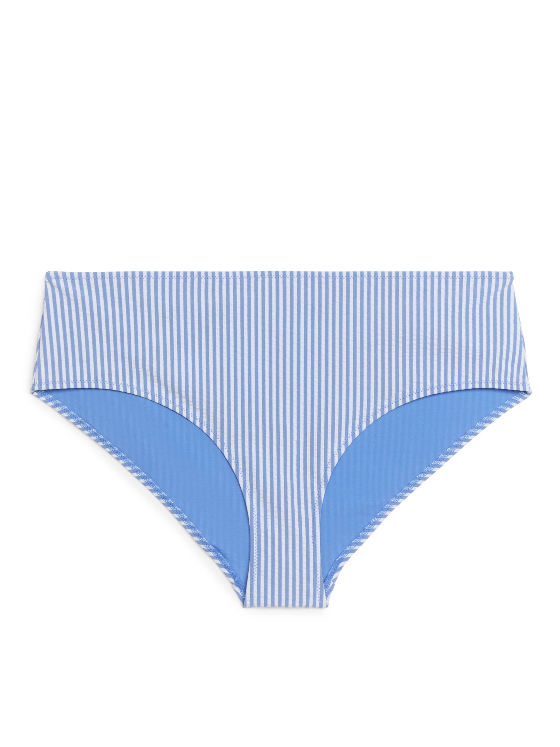 Arket Seersucker-Bikinihüfthose Blau/Weiß, Bikini-Unterteil in Größe 36. Farbe: Blue/white 002 von Arket