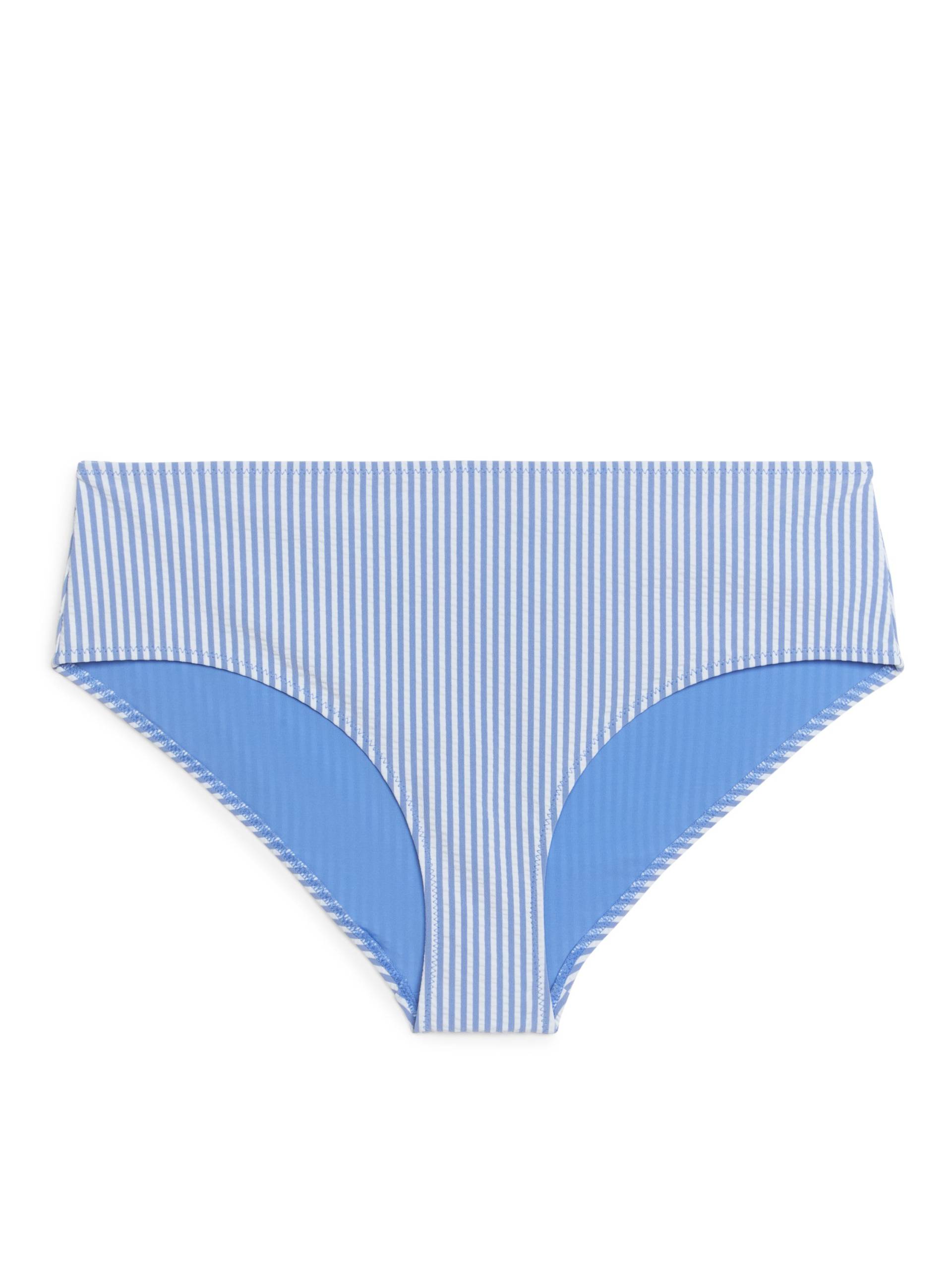 Arket Seersucker-Bikinihüfthose Blau/Weiß, Bikini-Unterteil in Größe 38. Farbe: Blue/white 002 von Arket