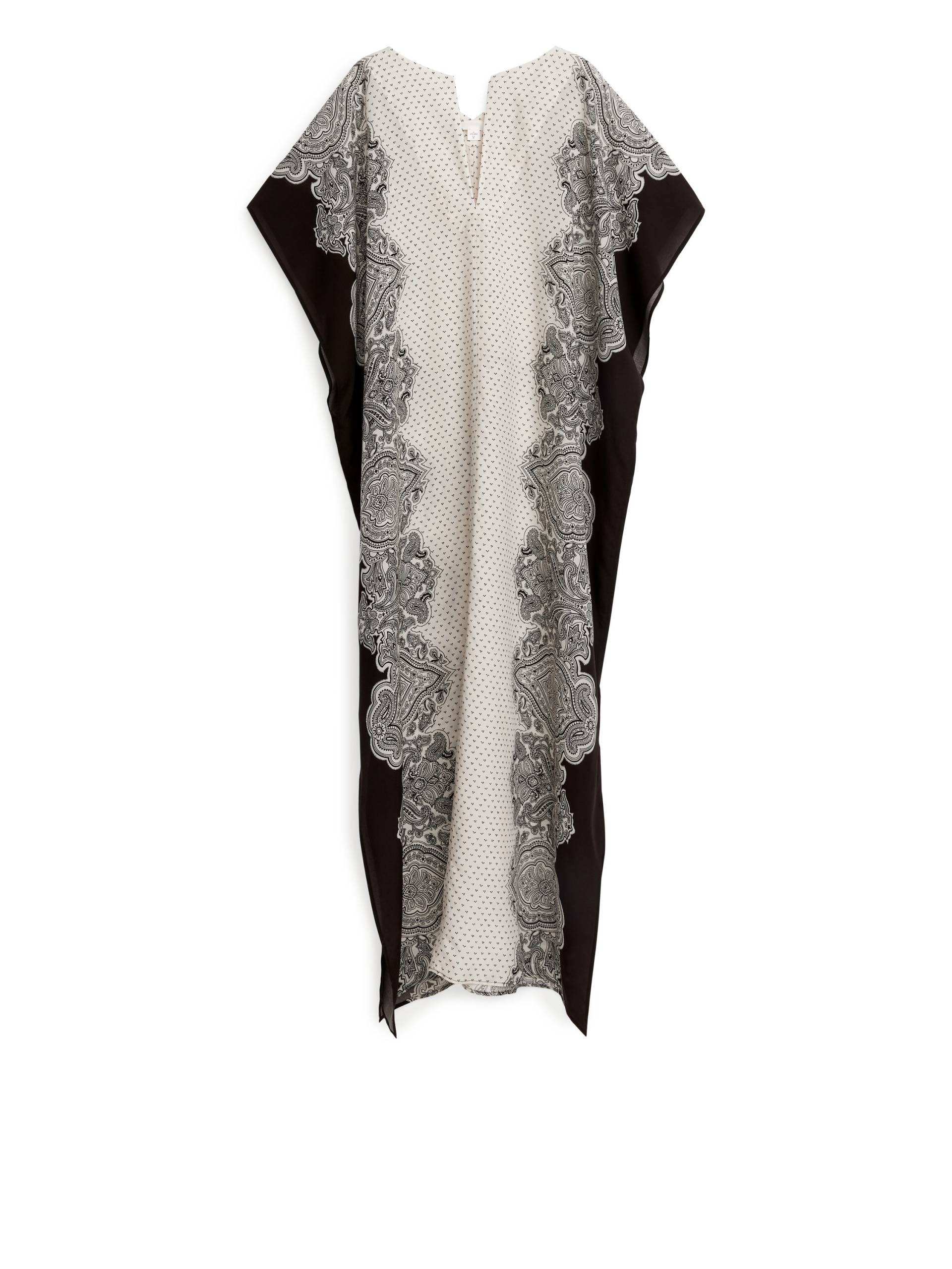 Arket Strandkleid aus Lyocell-Leinen Schwarz/Cremeweiß, Alltagskleider in Größe M. Farbe: Black/off white von Arket