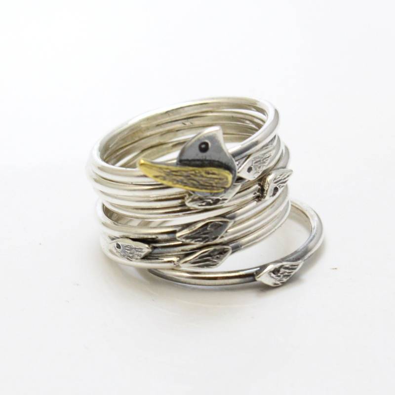 Silber Ring Für Mutter - Mama Kinder Töchter Vogel Schmuck Baby Geschenk von Arketipo