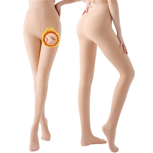 Arkim Fleece gefütterte Strumpfhose Damen Winter (S/M/L) 1 Nahtlinie im Schritt Fake Transparente Strumpfhose Hochelastische Thermostrumpfhose Winter Leggings von Arkim