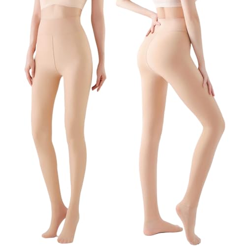 Arkim Fleece gefütterte Strumpfhose Damen Winter (S/M/L) 1 Nahtlinie im Schritt Fake Transparente Strumpfhose Hochelastische Thermostrumpfhose Winter Leggings von Arkim
