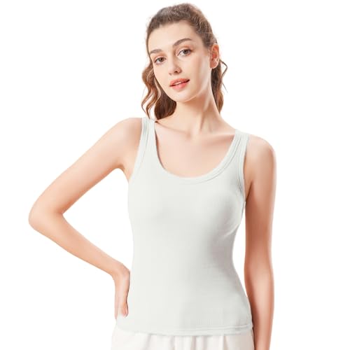 Arkim Tank Top Damen Crop Tops Ärmellos Sommer Oberteil mit integrierten BH-Pads Slim Fit Gerippt Tanktops Sport Oberteile Basic Shirt Tops für Damen M-XXL von Arkim