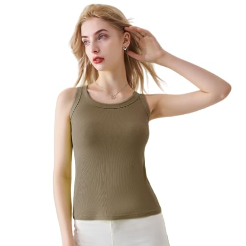 Arkim Tank Top Damen Crop Tops Ärmellos Sommer Oberteile Slim Fit Gerippt Tanktops Sport Oberteile Basic Shirt Tops für Damen M-4XL von Arkim