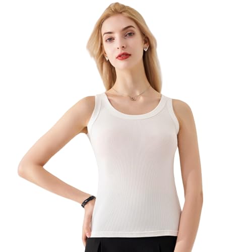 Arkim Tank Top Damen Crop Tops Ärmellos Sommer Oberteile Slim Fit Gerippt Tanktops Sport Oberteile Basic Shirt Tops für Damen M-4XL von Arkim