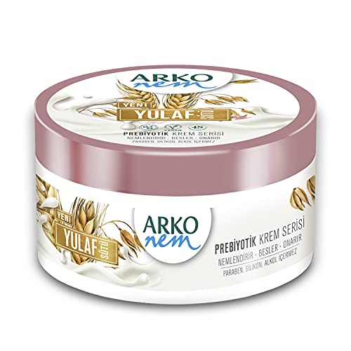 Arko Nem Prebiotische Vegane Gesicht-Körper-Haut-Creme 250ml - frei von Paraben-Silikon-Alkohol Feuchtigkeitsspendend bis zu 48 Stunden Tagescreme für Frauen-Kinder-Männer Hafermilch von Arko