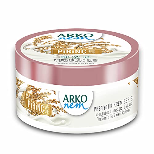 Arko Nem Prebiotische Vegane Gesicht-Körper-Haut-Creme 250ml frei von Paraben-Silikon Alkohol, Feuchtigkeitsspendend bis zu 48 Stunden Tagescreme für Frauen-Kinder-Männer Reismilch von Arko