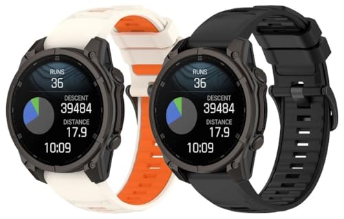 Silikon Uhrenarmband kompatibel mit Garmin Fenix 7 Sapphire Solar/Approach S62 / Tactix Delta/Instinct 3 Solar 45mm / Fenix 6 PRO, mit Schnellverschluss NO250922 (G [Pack of 2]) von Arkovis