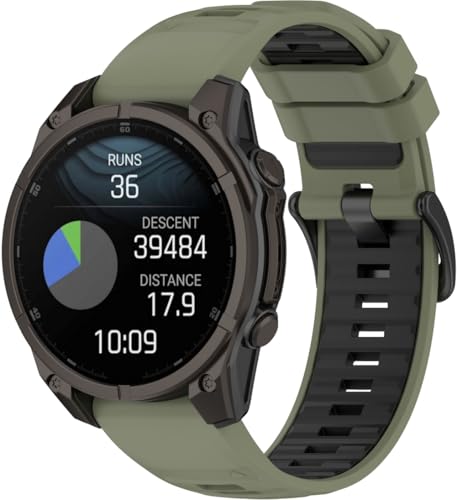Silikon Uhrenarmband kompatibel mit Garmin Fenix 7 Sapphire Solar/Approach S62 / Tactix Delta/Instinct 3 Solar 45mm / Fenix 6 PRO, mit Schnellverschluss NO250922 (Pattern A) von Arkovis