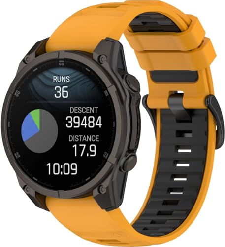 Silikon Uhrenarmband kompatibel mit Garmin Fenix 7 Sapphire Solar/Approach S62 / Tactix Delta/Instinct 3 Solar 45mm / Fenix 6 PRO, mit Schnellverschluss NO250922 (Pattern D) von Arkovis
