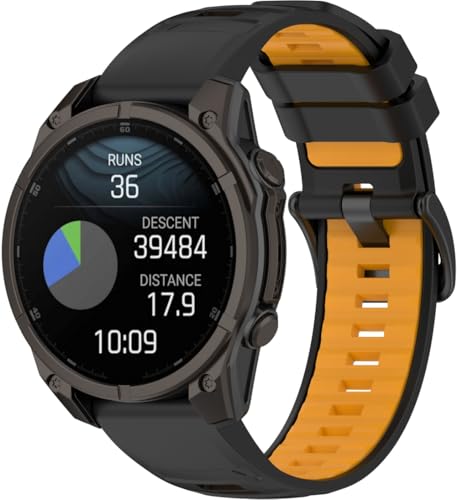 Silikon Uhrenarmband kompatibel mit Garmin Fenix 7 Sapphire Solar/Approach S62 / Tactix Delta/Instinct 3 Solar 45mm / Fenix 6 PRO, mit Schnellverschluss NO250922 (Pattern G) von Arkovis