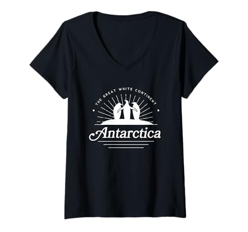 Damen Pinguine in der Antarktis T-Shirt mit V-Ausschnitt Damen Pinguine in der Antarktis T-Shirt mit V-Ausschnitt von Arktis-Reise-Souvenirs