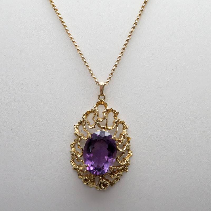 Atemberaubende Vintage New 14K Gelbgold Amethyst Halskette/Fast 12 Karat Natürliche Oval 24 "Gold Rollo Kette 13, 2 Gramm von ArlieJewelryEtc