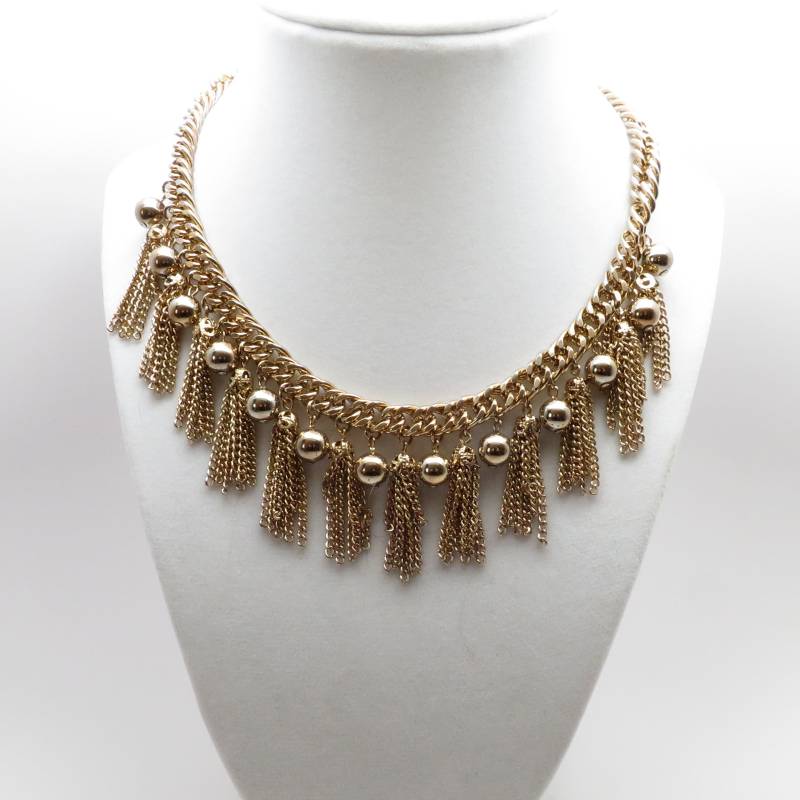 Vintage 15 1/2" Multi-Quaste & Metall Perlen Statement Halskette von ArlieJewelryEtc